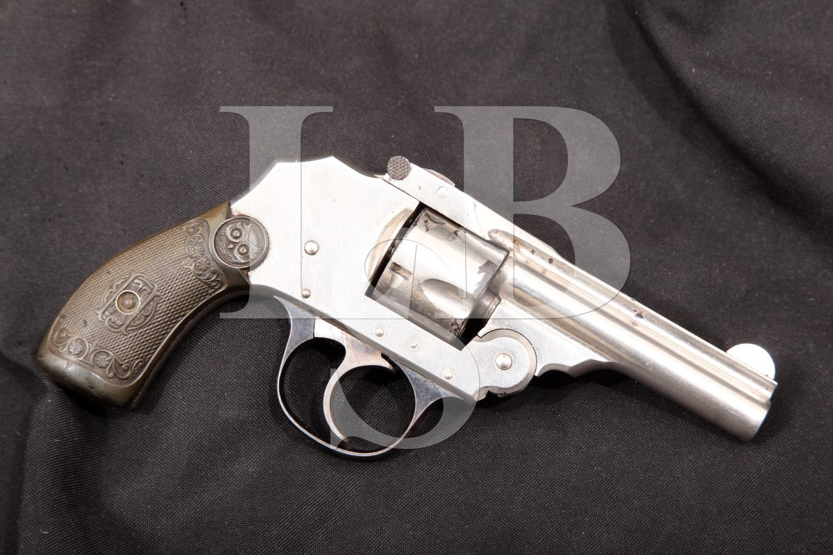 Iver Johnson Arms Cycle Works Safety Hammerless Automatic Revolver Third Model 1st Variation Nickel 3 Dao Double Action Revolver Mfd 1912 C R 32 S W For Sale At Gunauction Com 14868776