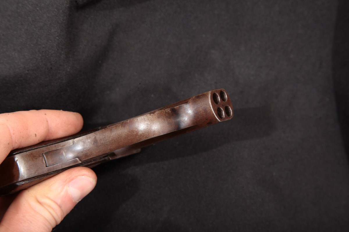 O. F. Mossberg & Sons, Inc. Model Brownie, Patent Applied For Marked, Blue 2 1/2" 4Shot Top