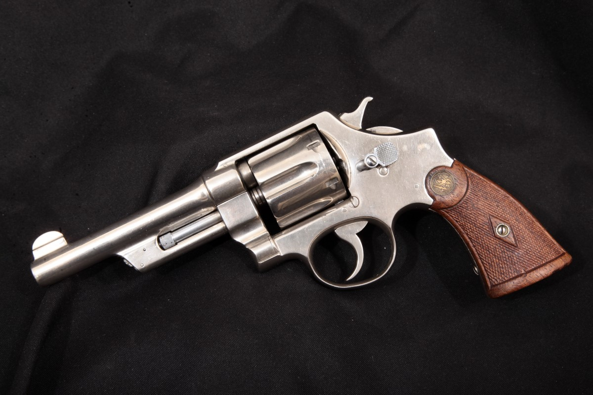 Smith & Wesson - S&W .44 Hand Ejector 1st Model (New Century Triple Lock), Nickel 5” DA Revolver & Paperwork, MFD 1912 C&R - Picture 8