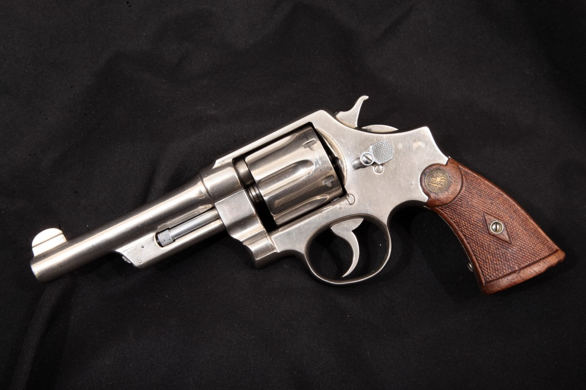 Smith & Wesson - S&W .44 Hand Ejector 1st Model (New Century Triple Lock), Nickel 5â DA Revolver & Paperwork, MFD 1912 C&R - Picture 8