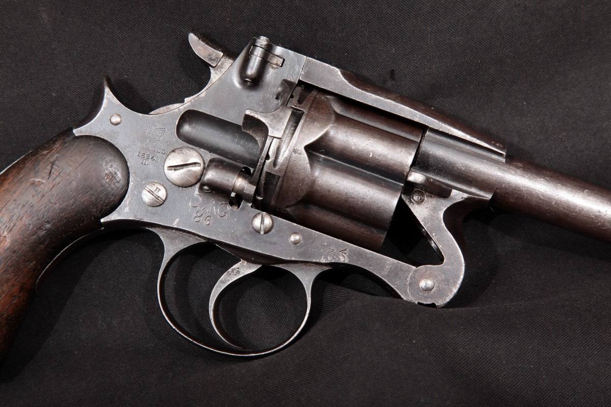 Enfield - RSAF Model MKII, Queen’s Guard Marked, Blue, 5 7/8”  Double Action Revolver, MFD 1884, Antique - Picture 4