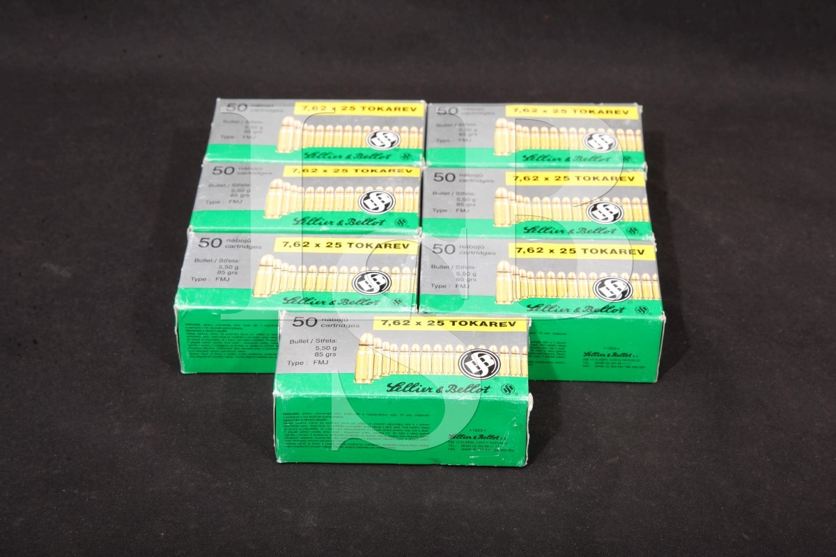 350x 7 62x25 tokarev sellier bellot ammunition 85 grain fmj ammo 7
