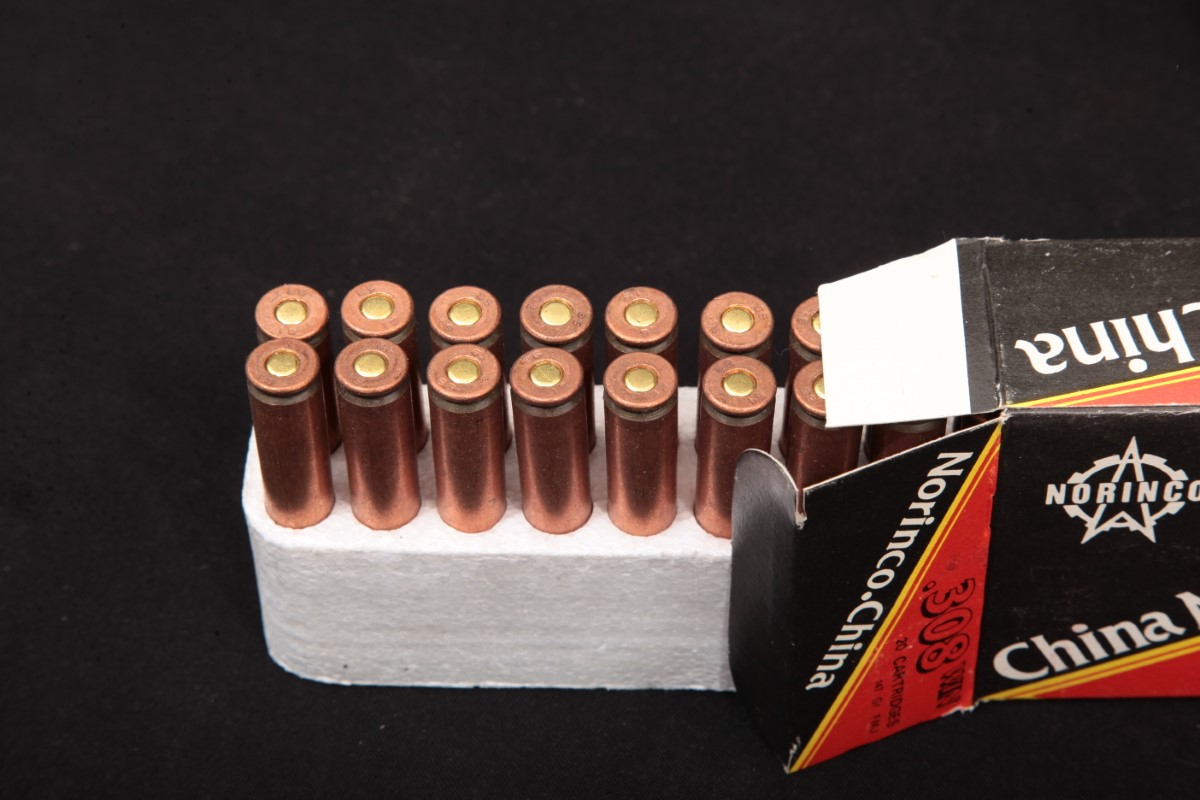 180x .308 Win. Norinco Copper Washed Ammunition 147 Grain Fmj Steel