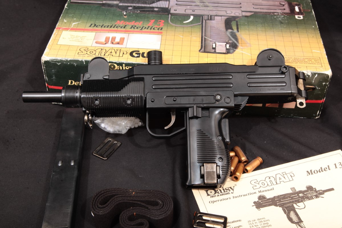 Daisy Softair Airsoft Gun / Pistol, Model 13 Replica Uzi, Mfd Ca. 1986