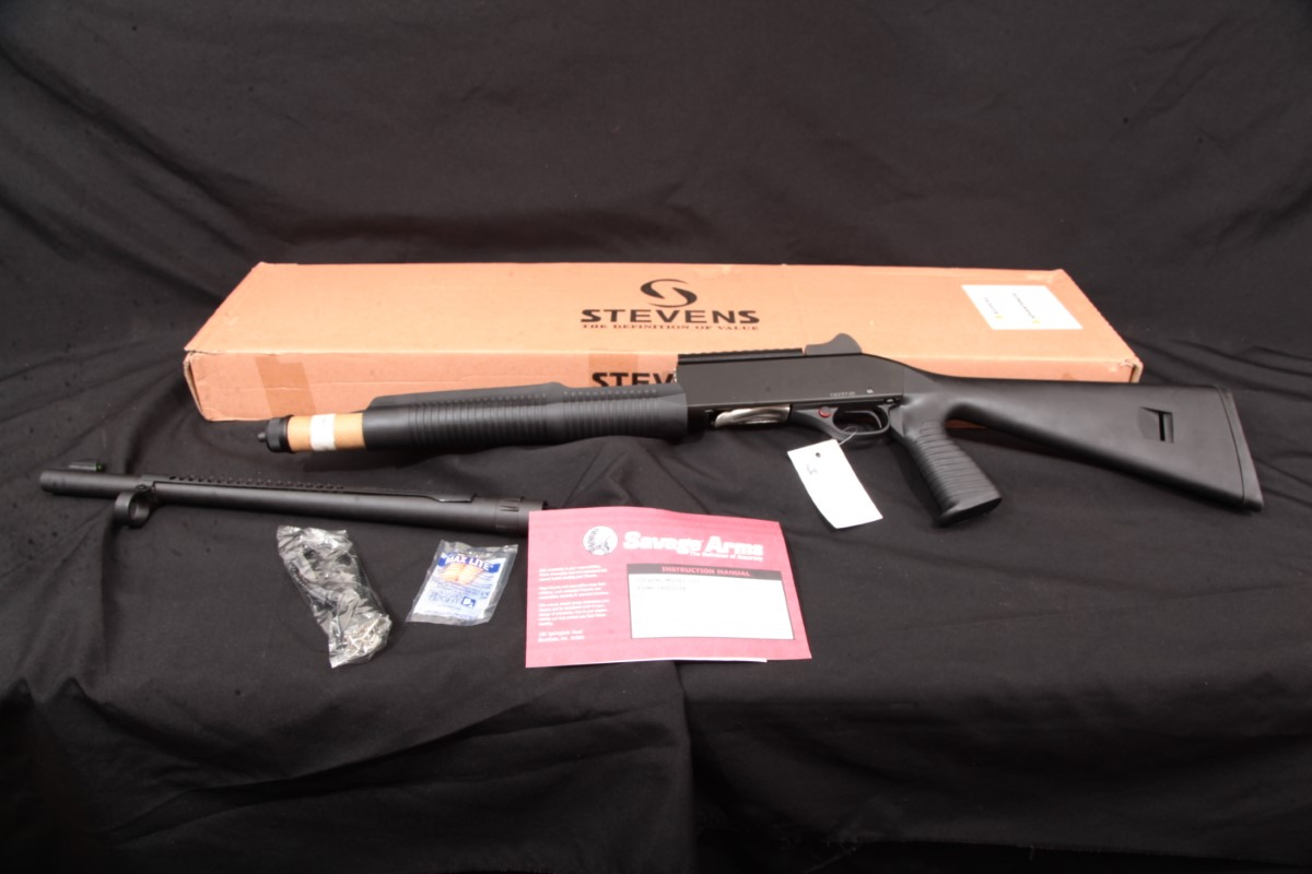 Savage Stevens 320 Security, Matte Black & Alloy 18 Tactical Pump Shotgun Pistol Grip Heatshield