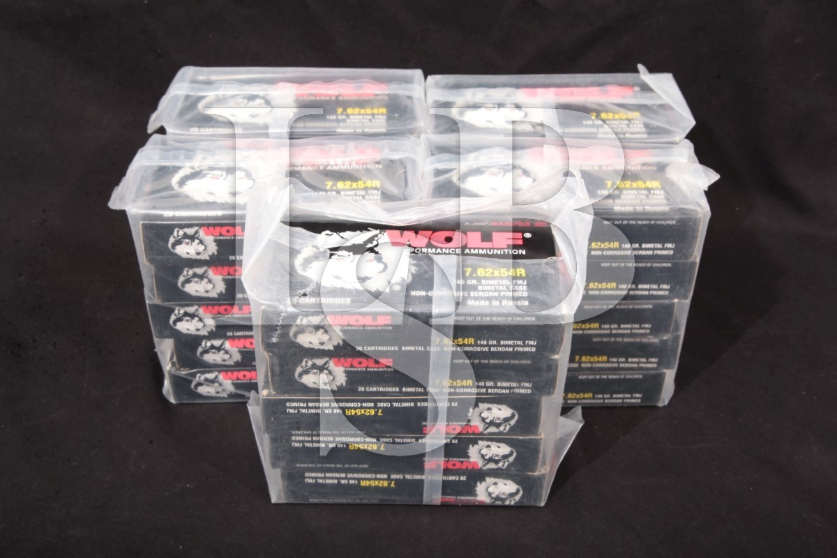 500x 7 62x54mmr ammunition wolf 148 grain steel bullets cases berdan