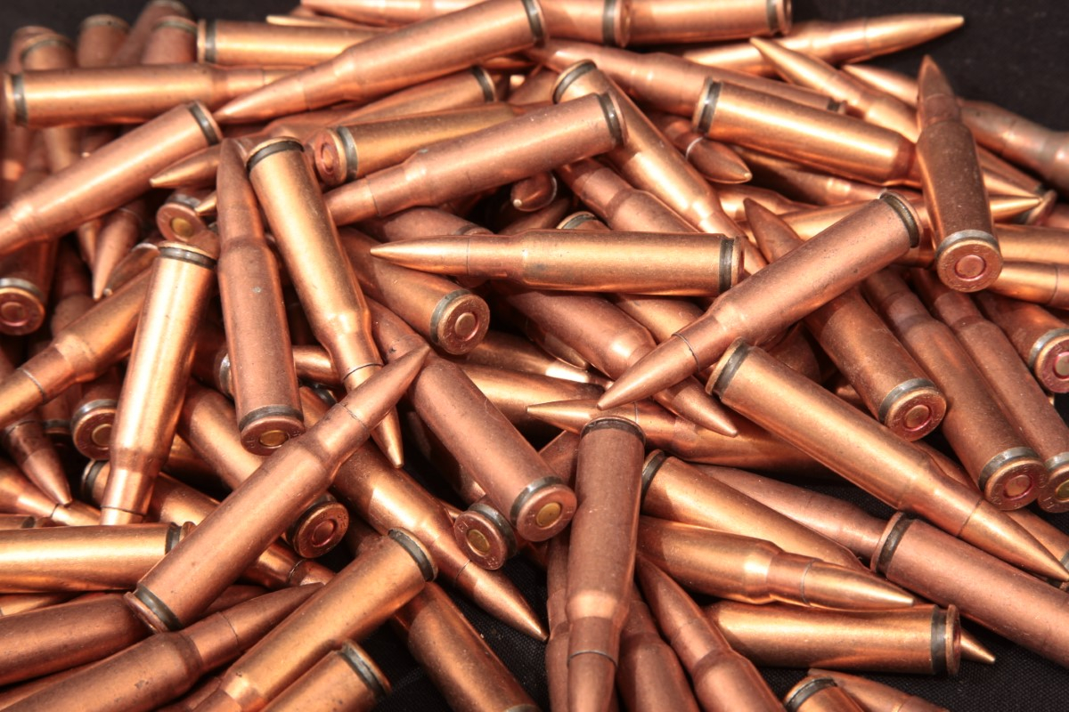 135x .308 Win. Ammunition British & Chinese Copper Washed Fmj Bullets 7