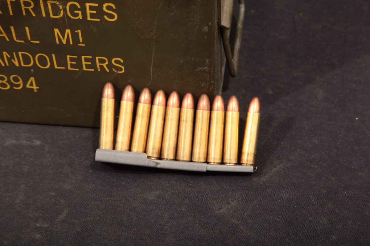 1080x 30 Carbine Ball M1 Ammunition Lake City On 10x Round Clips In Bandoleers In Ammo Can 30