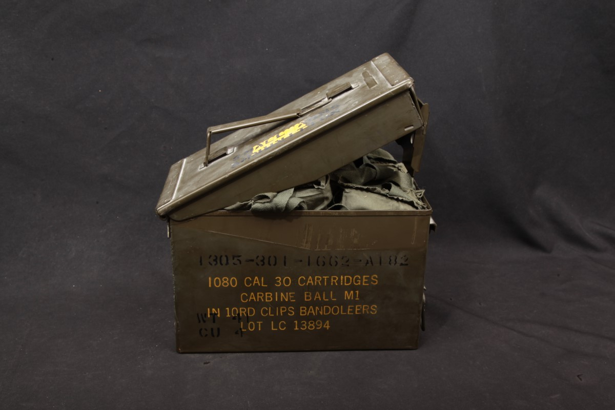 Us Military 1080x 30 Carbine Ball M1 Surplus Ammunition Lake City 1954 On Clips In Bandoleers