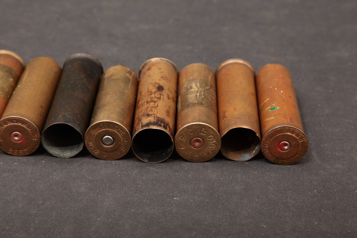9x 12 Gauge Vintage Brass Shot Shells RemUmc, Win, Cbc 12 Ga. Fired