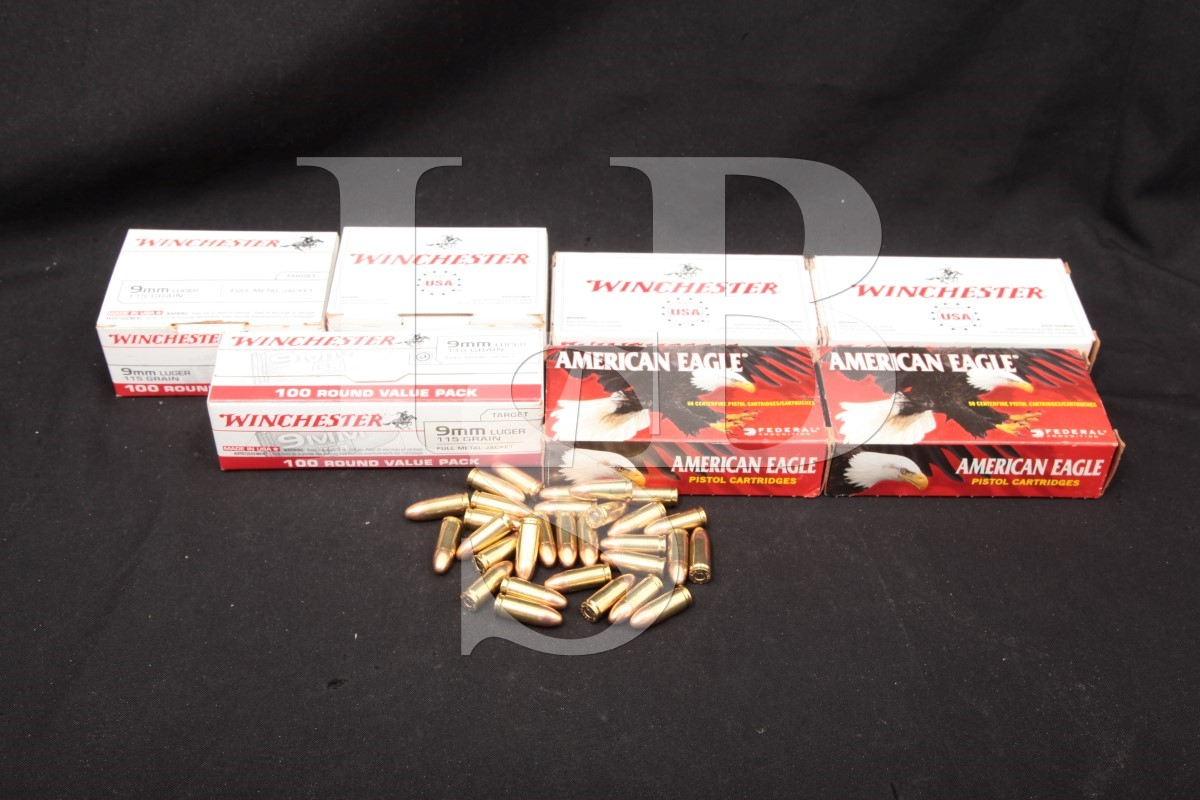 Mixed 480x 9mm Luger Ammunition Win. & Am. Eagle 115 & 124 Grain FMJ ...