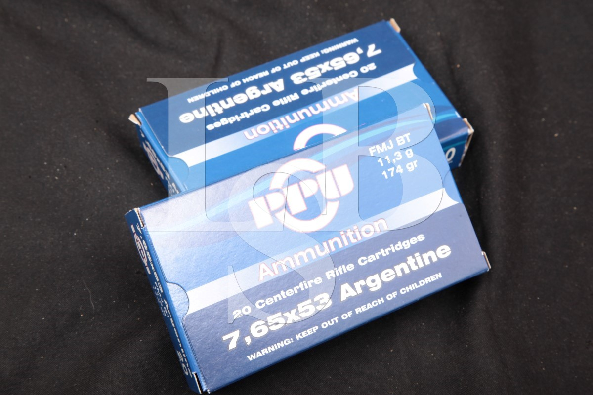 40x 7 65x53mm argentine ammunition 174 grain fmj bt bullets ppu 7 65