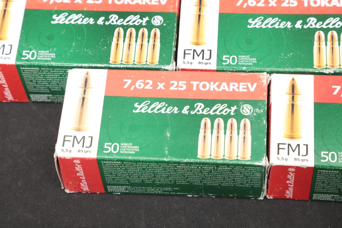 Mixed 188x 7 62x25mm tokarev ammunition sellier bellot ppu 85 grain