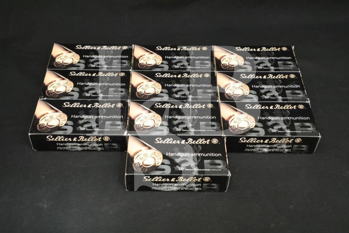 Sellier & Bellot 500x .45 Acp Ammunition S&B 230 Grain Fmj Bullets .45 ...