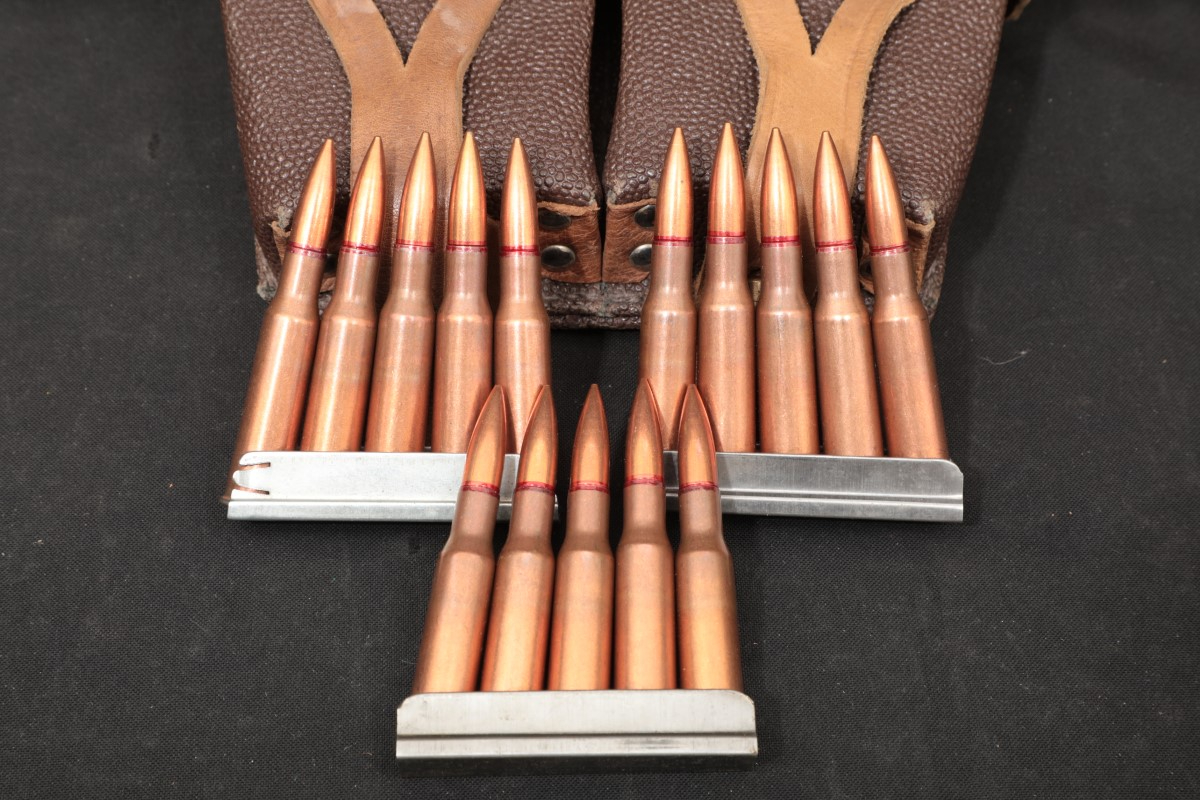 99x 7 62x54r ammunition on clips in vintage russian mosin nagant ammo
