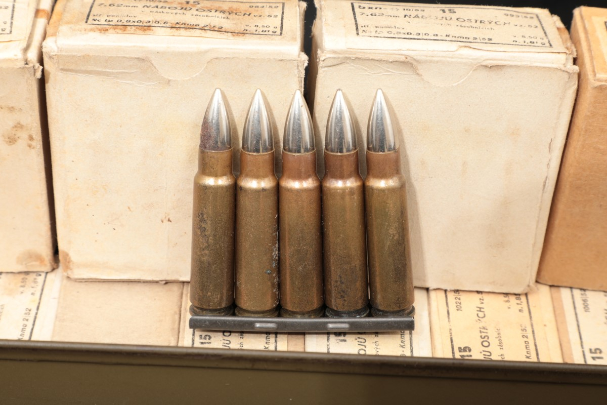 364x 7.62x45mm Ammunition Czech FMJ Bullets on Clips in Ammo