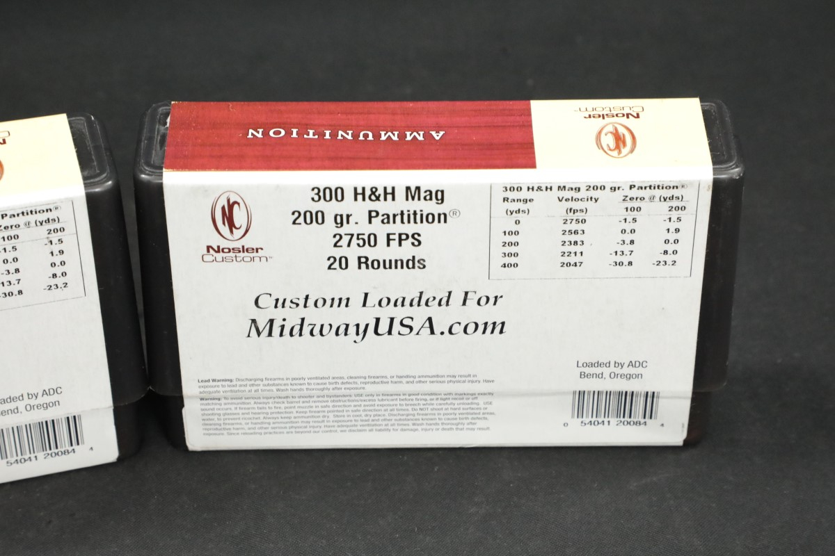 40x .300 H&H Magnum Ammunition Nosler Custom 200 Grain Partition ...