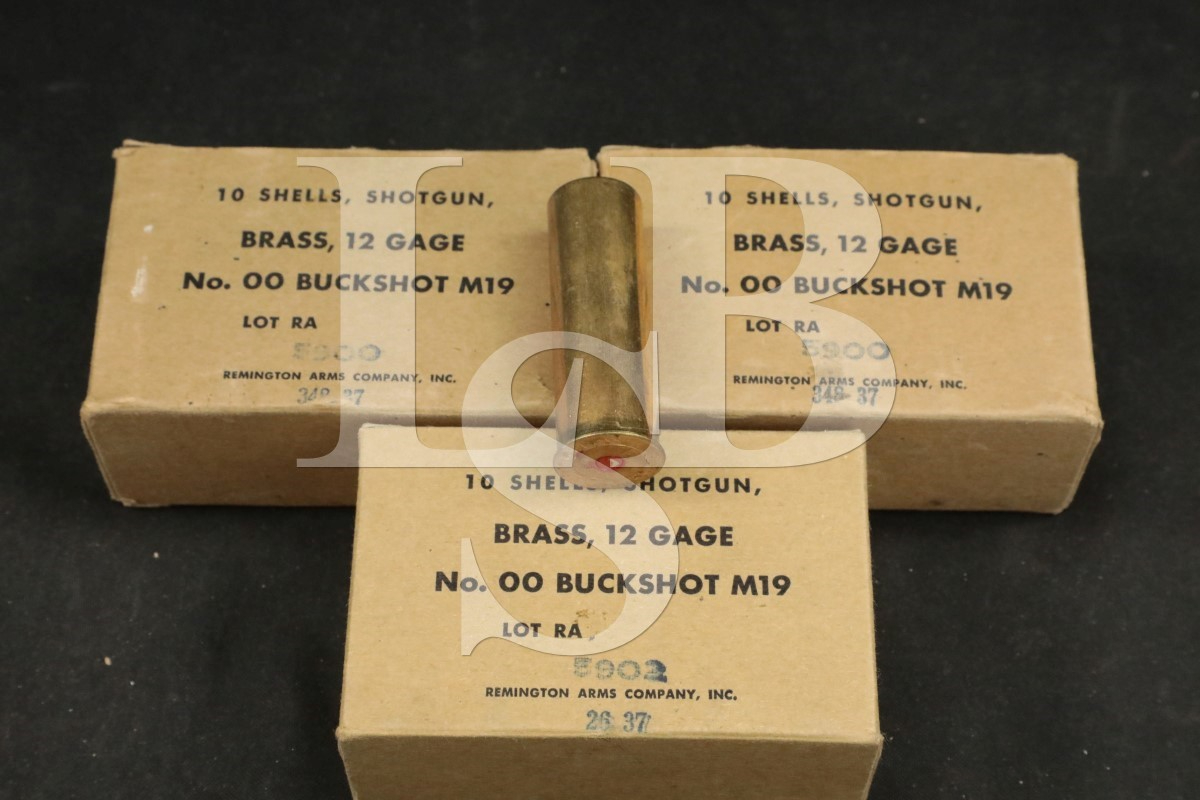 Remington 30x Brass 12 Gauge Vintage Ammunition RA 1937 No. 00 Buckshot M19  3x Complete Boxes Brass Shotshells 12 GA. Ammo 17149174 