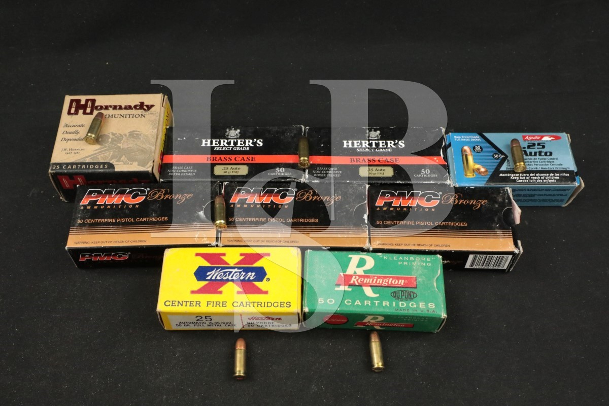 Mixed 373x .25 Acp Ammunition Western, Rem, Pmc, Herter`S. Hornady ...