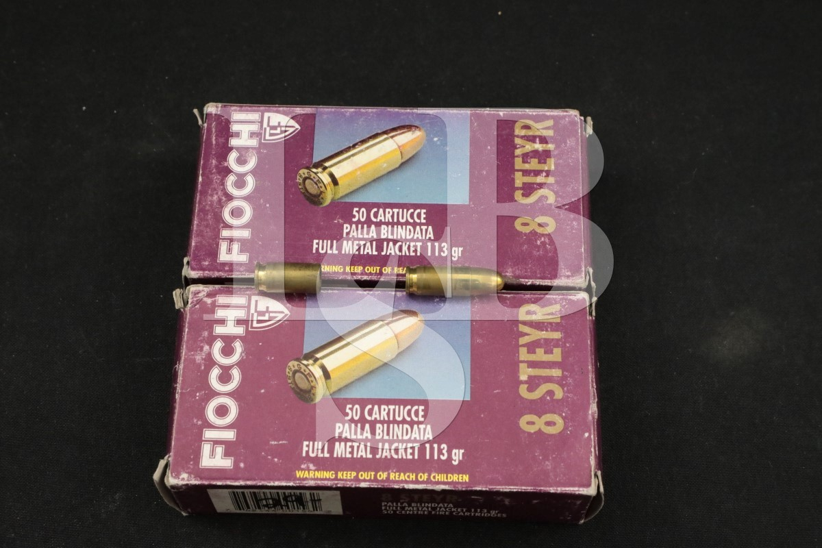 78x 8mm Steyr Ammunition Fiocchi 113 Grain FMJ Bullets 8mm Roth-Steyr ...