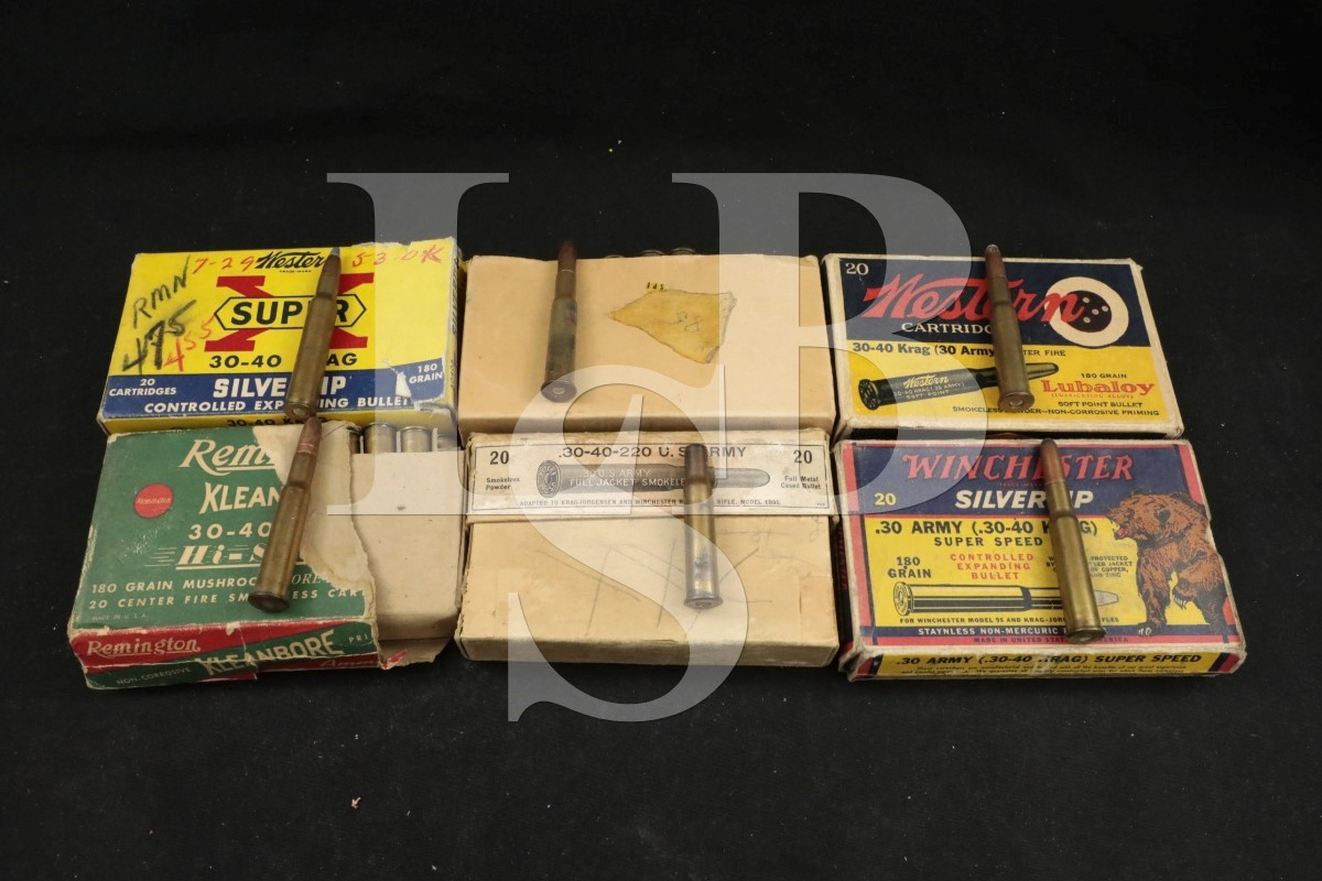 Collectors Lot 64x .30-40 Krag Vintage Ammunition Western, Win, Rem. 80 ...