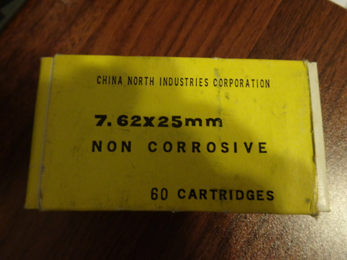60 round box of norinco yellow box 85 grain 7 62x25 steel core ammo 7