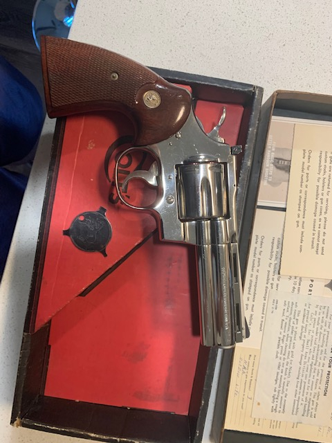 Colt Python, Nickel Plated, 4 Inch Barrell, Box And Original Paperwork ...