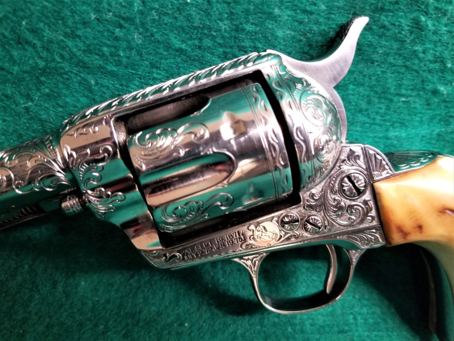 Colts Patents Arms Manufacturing Company ENGAVED BY MASTER ENGRAVER CLINT FINLEY - MOD.SINGLE ACTION ARMY 4.75 INCH BL W-REAL STAG - Picture 2