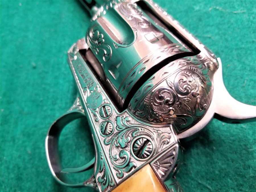 Colts Patents Arms Manufacturing Company ENGAVED BY MASTER ENGRAVER CLINT FINLEY - MOD.SINGLE ACTION ARMY 4.75 INCH BL W-REAL STAG - Picture 9
