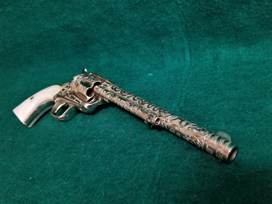 Colts Patents Arms Manufacturing Company - SINGLE ACTION ARMY NICKEL PLATED 7.5 INCH BARREL COLE AGEE STYLE CATTLE BRAND ENGRAVED W-REAL MOTHER OF PEARL GRIPS! - Picture 5
