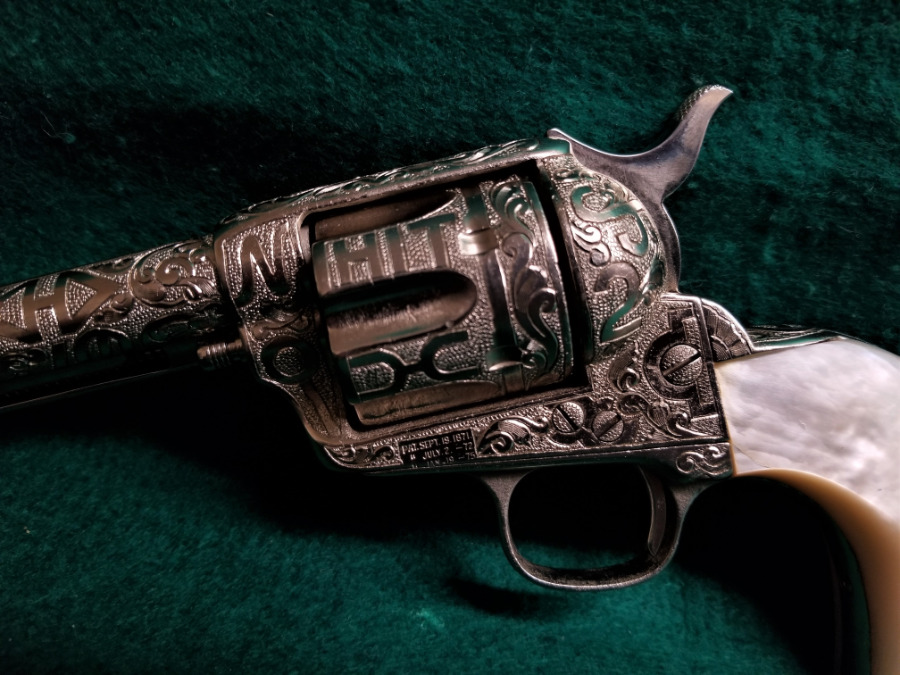 Colts Patents Arms Manufacturing Company - SINGLE ACTION ARMY NICKEL PLATED 7.5 INCH BARREL COLE AGEE STYLE CATTLE BRAND ENGRAVED W-REAL MOTHER OF PEARL GRIPS! - Picture 8