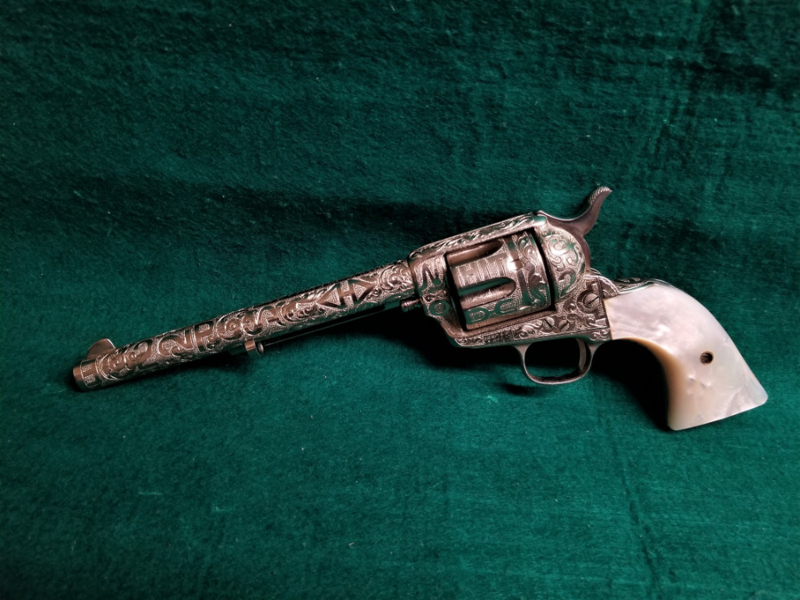 Colts Patents Arms Manufacturing Company - SINGLE ACTION ARMY NICKEL PLATED 7.5 INCH BARREL COLE AGEE STYLE CATTLE BRAND ENGRAVED W-REAL MOTHER OF PEARL GRIPS! - Picture 7