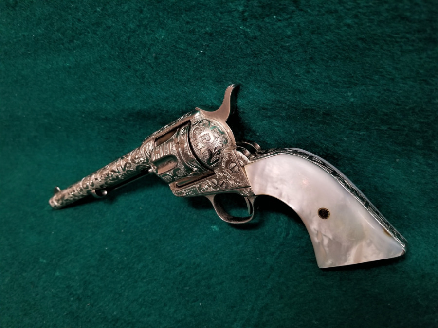 Colts Patents Arms Manufacturing Company - SINGLE ACTION ARMY NICKEL PLATED 7.5 INCH BARREL COLE AGEE STYLE CATTLE BRAND ENGRAVED W-REAL MOTHER OF PEARL GRIPS! - Picture 9