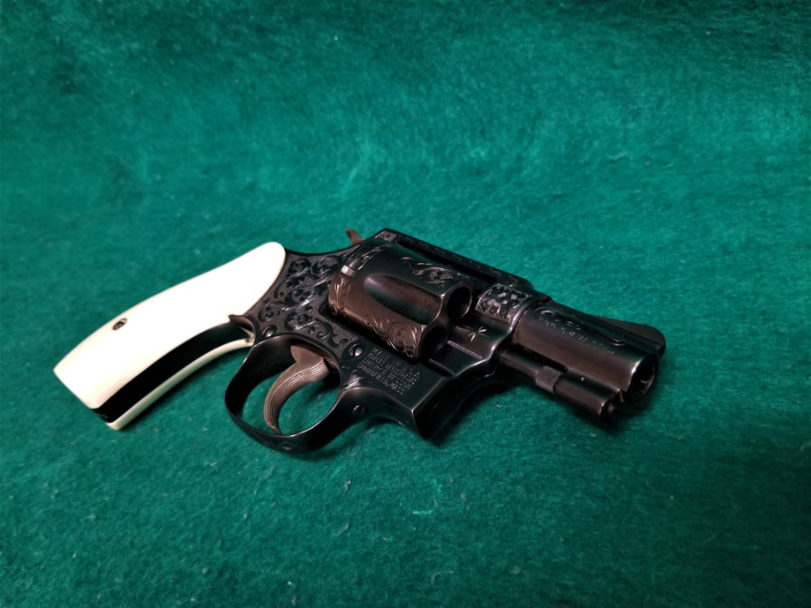 SMITH & WESSON INC - J FRAME FLAT LATCH 1.75 INCH BARREL ENGRAVED BY MASTER ENGRAVER CLINT FINLEY MFG. EARLY 50'S W-REAL IVORY GRIPS NICE! - Picture 4