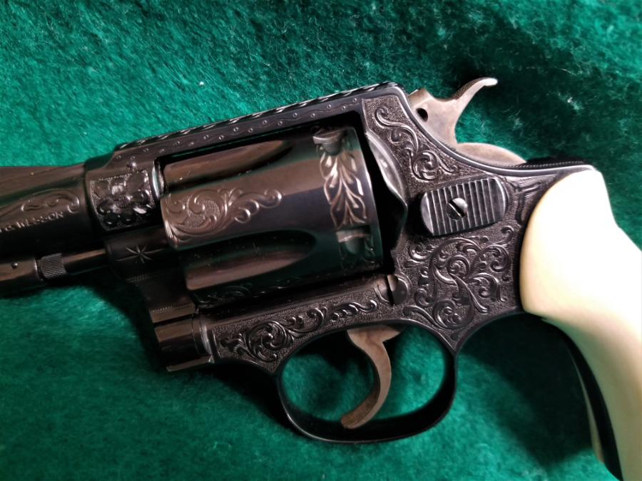 SMITH & WESSON INC - J FRAME FLAT LATCH 1.75 INCH BARREL ENGRAVED BY MASTER ENGRAVER CLINT FINLEY MFG. EARLY 50'S W-REAL IVORY GRIPS NICE! - Picture 10