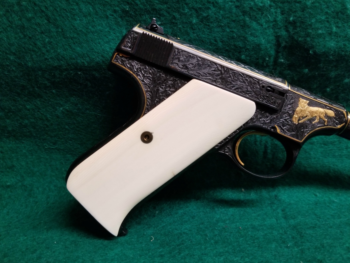 Colts Patents Arms Manufacturing Company - WOODSMAN 1ST SERIES 6.5 INCH BARREL MFG. IN 1936 MASTER ENGRAVED BY J. SORNBERGER W-GOLD INLAYS IVORY GRIPS MINTY BORE! - Picture 4