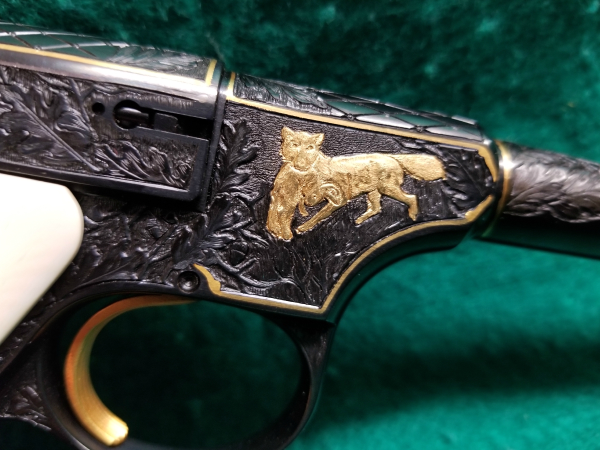 Colts Patents Arms Manufacturing Company - WOODSMAN 1ST SERIES 6.5 INCH BARREL MFG. IN 1936 MASTER ENGRAVED BY J. SORNBERGER W-GOLD INLAYS IVORY GRIPS MINTY BORE! - Picture 6