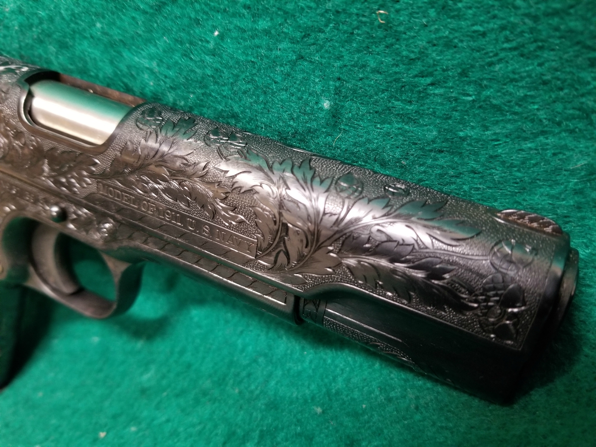 ORIGINAL PRE-WAR MODEL 1911 OF US NAVY ENGRAVED W-REAL ELEPHANT IVORY GRIPS VERY RARE LOW PRODUCTION MFG. IN 1913 - Picture 7