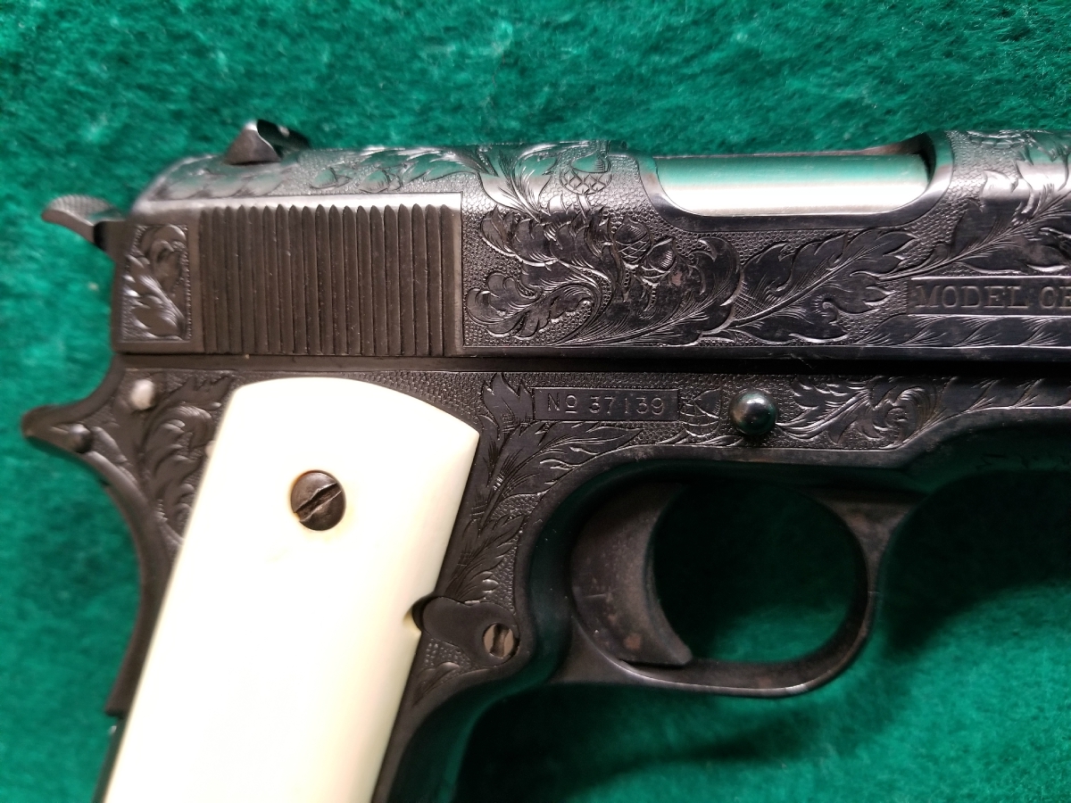ORIGINAL PRE-WAR MODEL 1911 OF US NAVY ENGRAVED W-REAL ELEPHANT IVORY GRIPS VERY RARE LOW PRODUCTION MFG. IN 1913 - Picture 8