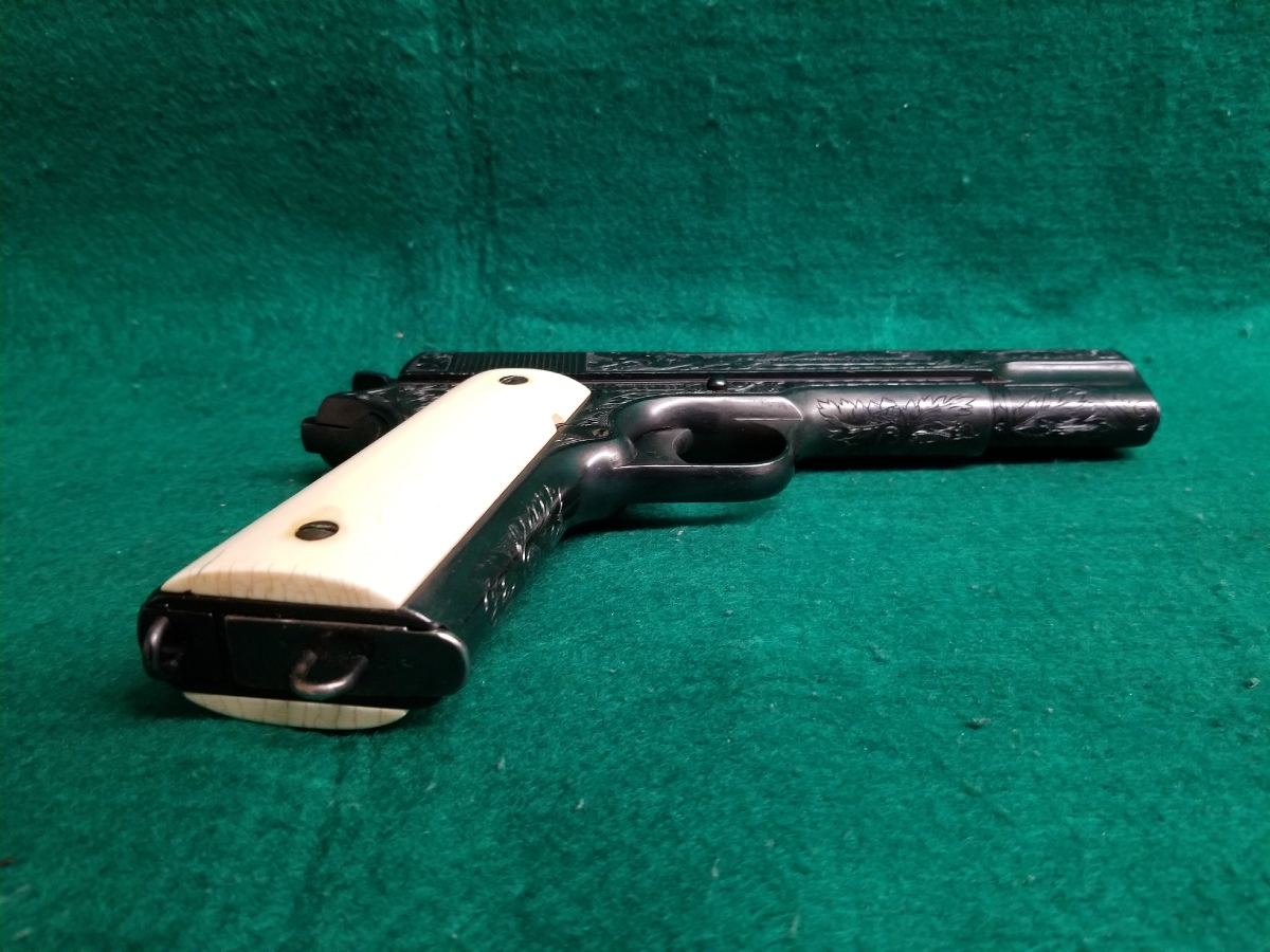 ORIGINAL PRE-WAR MODEL 1911 OF US NAVY ENGRAVED W-REAL ELEPHANT IVORY GRIPS VERY RARE LOW PRODUCTION MFG. IN 1913 - Picture 9