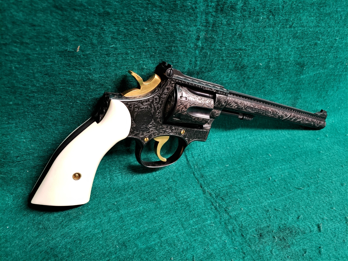Smith & Wesson - MODEL 17-4 PINNED AND RECESSED 8.38 IN. BARREL W-REAL IVORY GRIPS EUROPEAN STYLE ENGRAVING BY REVERA V. GORGEOUS PISTOL! - Picture 2