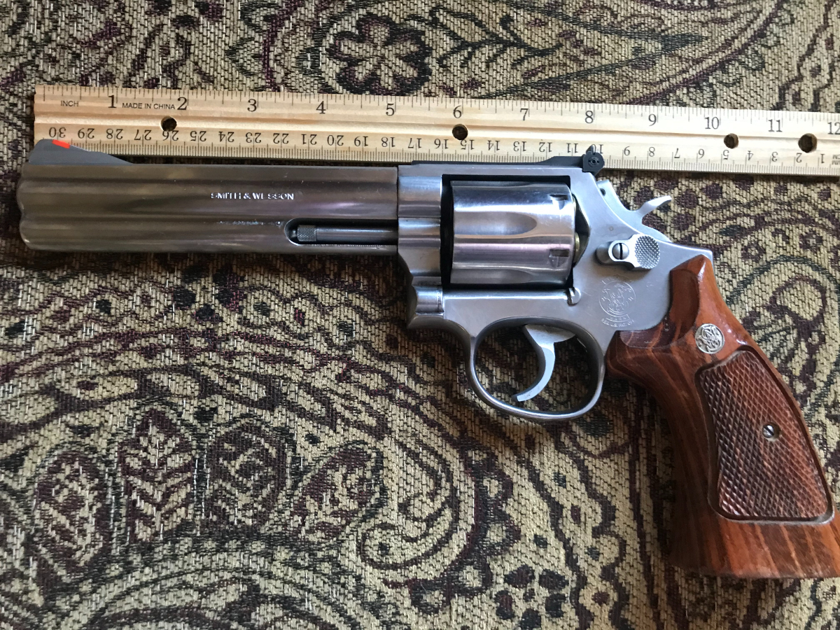 Smith And Wesson Stainless Steel 6 Shot 357 Mag Revolver Wood Grips 6 2257