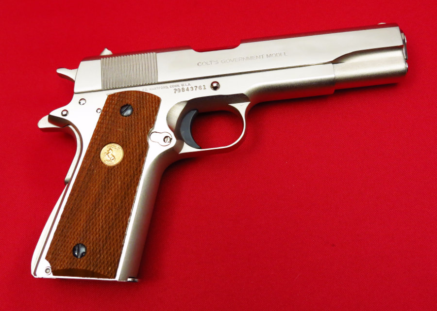 Colt Government Model Mk Iv Series 70...Gorgeous Bright Nickel Mfd 1982 ...