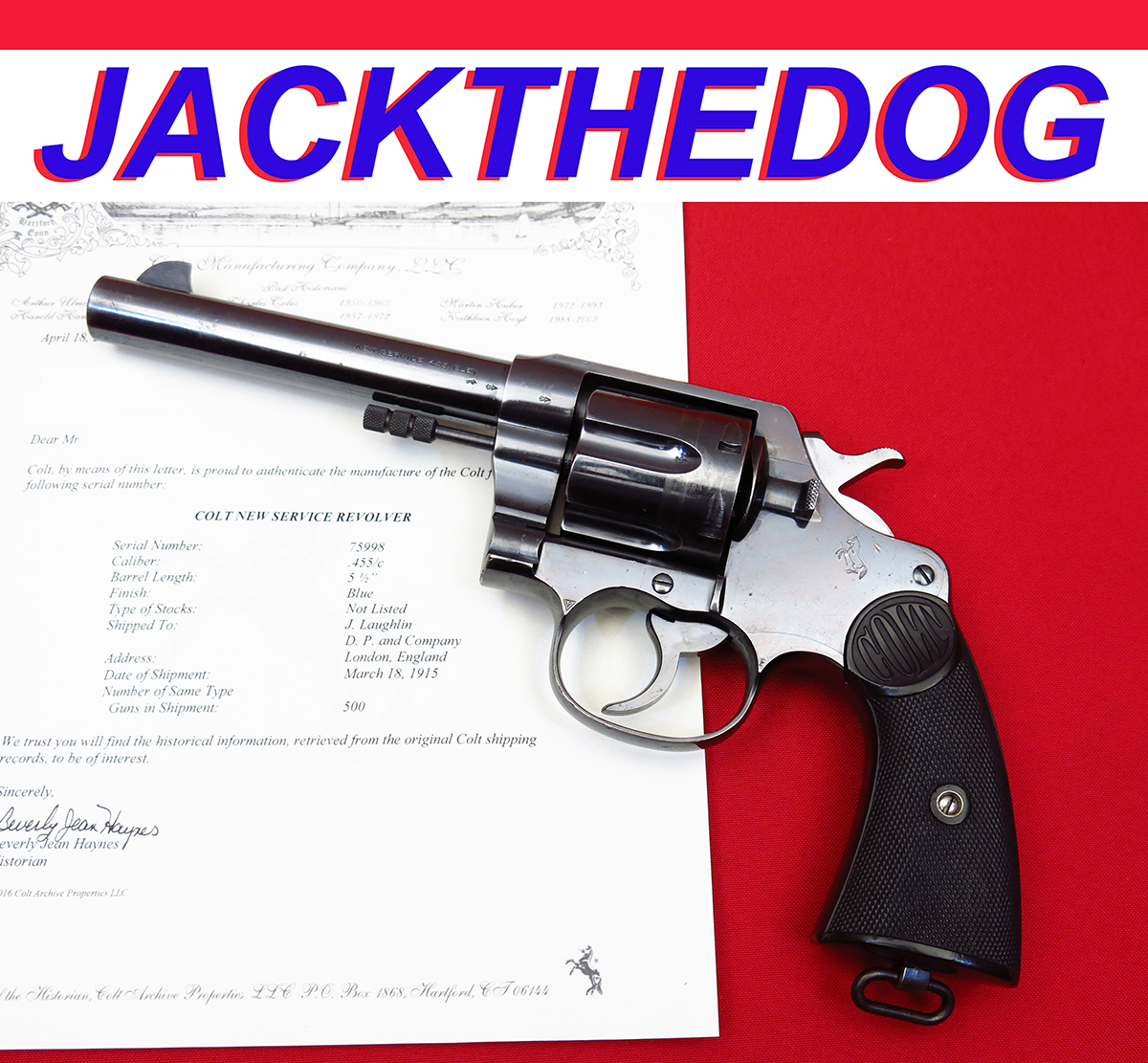 COLT NEW SERVICE .455 ELEY...WW1 BRITISH SERVICE PISTOL...ALL ORIGINAL, MFD 1915...C&R OK!