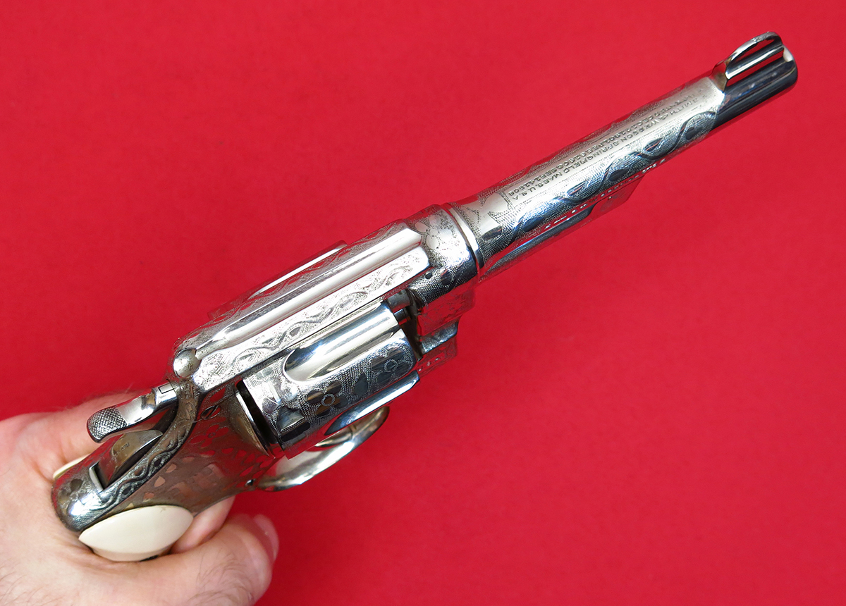 SMITH & WESSON - ~ PRE-WAR .44 HAND EJECTOR WOLF & KLAR ENGRAVED TO TEXAS SHERIFF...MFD 1927...C&R OK, NO RESERVE! - Picture 3