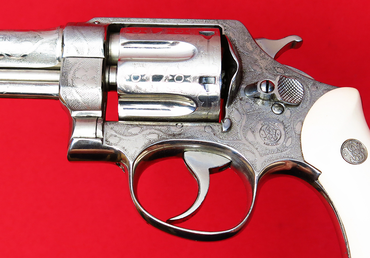 SMITH & WESSON - ~ PRE-WAR .44 HAND EJECTOR WOLF & KLAR ENGRAVED TO TEXAS SHERIFF...MFD 1927...C&R OK, NO RESERVE! - Picture 5