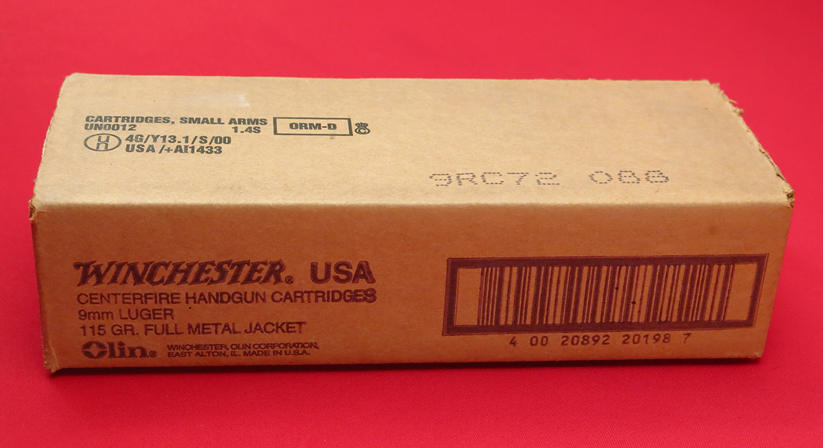 Winchester 9mm Ammo...Full 500 Round Case/10 Boxes 115gr Fmj, Brass