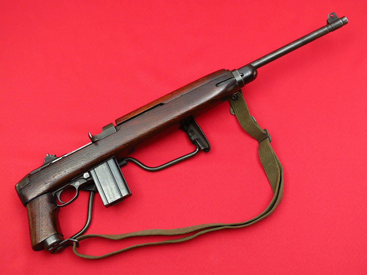 Inland M1A1 PARATROOPER CARBINE... HIGH WOOD STOCK, FLIP SIGHT... ORIGINAL FINISH, NON-IMPORT... MFD 1943, C&R OK .30 Carbine - Picture 3