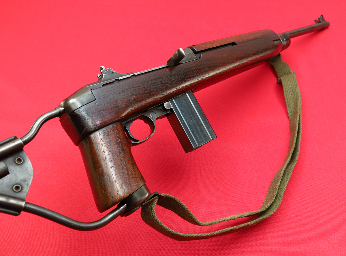 Inland M1A1 PARATROOPER CARBINE... HIGH WOOD STOCK, FLIP SIGHT... ORIGINAL FINISH, NON-IMPORT... MFD 1943, C&R OK .30 Carbine - Picture 4