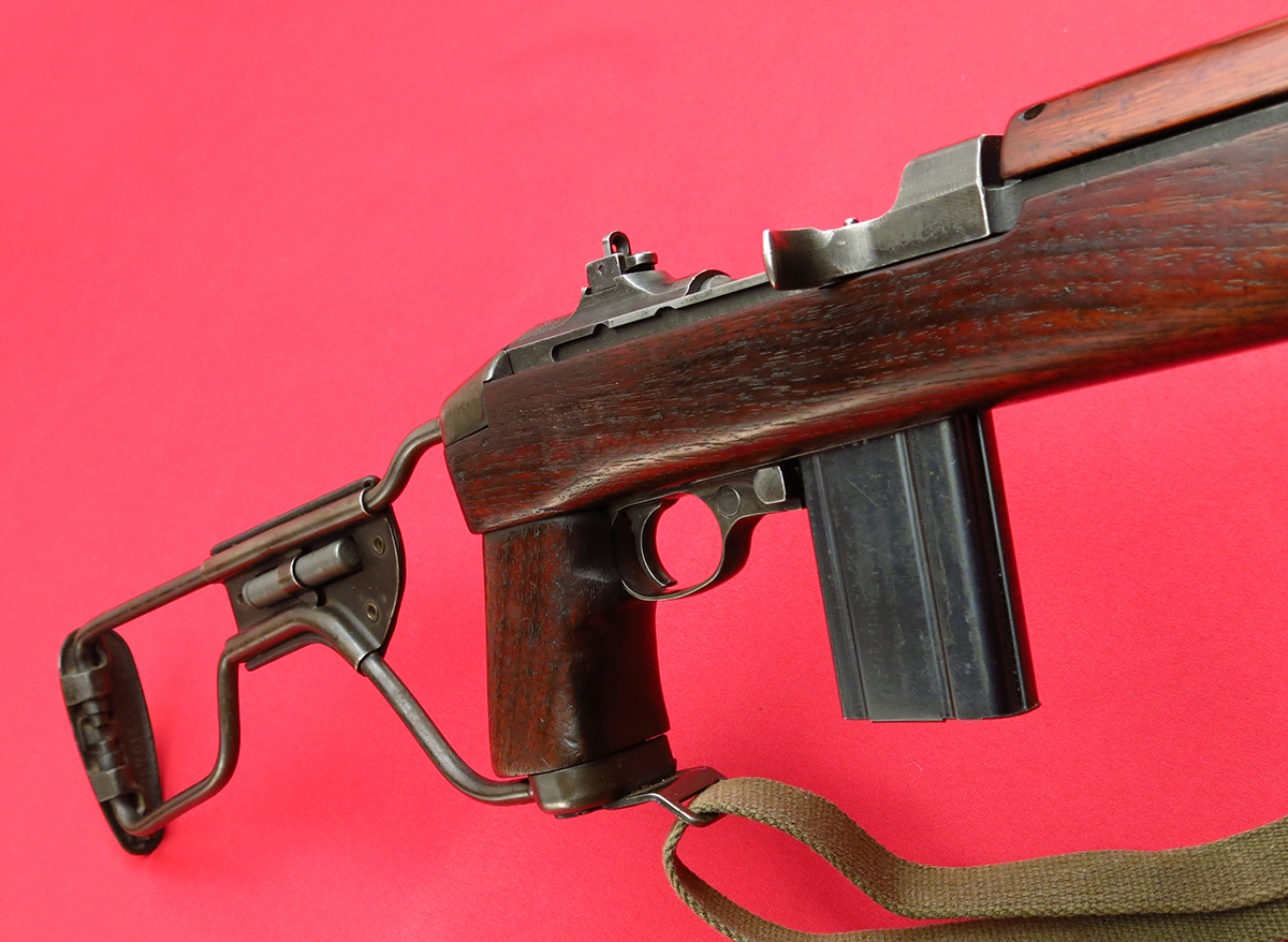 Inland M1A1 PARATROOPER CARBINE... HIGH WOOD STOCK, FLIP SIGHT... ORIGINAL FINISH, NON-IMPORT... MFD 1943, C&R OK .30 Carbine - Picture 5